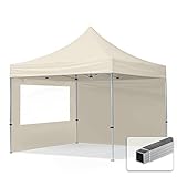 TOOLPORT Faltpavillon Faltzelt Pavillon 3x3m - 2 Seitenteile Aluminium 32mm Partyzelt 700N Creme