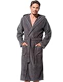 Morgenstern Bademantel Herren mit Kapuze aus Frottee in Blau, Grau, XL