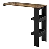 [en.casa] Bartisch Bromölla 120 x 45 x 106 Stehtisch für Wandmontage mit Ablagen Schwarz/Eiche dunkel