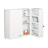Relaxdays Medikamentenschrank XXL Premium, HxBxT 53 x 53 x 20 cm, weiß