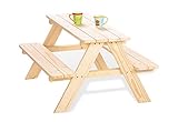 PINOLINO Nicki 4er Kindersitzgruppe - Kindertisch - Picknicktisch aus Massivholz, Kinder Spielbar - Langlebige Sitzbank für draußen, Kindergartenmöbel ab 2 Jahren, Outdoor-Tisch 90 x 79 x 50 cm