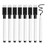 Barlone Whiteboard Stifte Abwischbar, 8 Stück Magnetisch Whiteboard Marker Schwarz, Folienstift Non Permanent, Abwischbare Stifte, Dry Erase Marker für Whiteboards Memoboard Flipchart