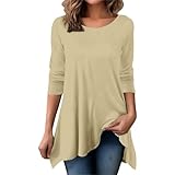 Uwdiohq Blusen & Tuniken Für Damen Langärmliges Oberteil Mit Denim-Karomuster Und Reißverschluss (Beige, M) Tshirt 3XL Leinen Hemd Shirts Sommer 3/4 Arm Frauen Damenhemden Zipfelshirt