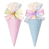 YUZHEDM 2 Stücke Zuckertüten, Erhältlich Blau und Pink Form, Schultüten, Schultüte Bastelset, Geschenke zur Einschulung, Geeignet für Eingangszeremonien, Themenpartys, Raumdekorationen