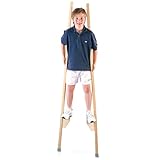 Sport-Thieme Stelzen | Kinderstelzen aus Massivholz |Höhenverstellbar bis 51 cm | Mit Gummikappen | Belastbar bis 90 kg | Ab 4 Jahren | Markenqualität