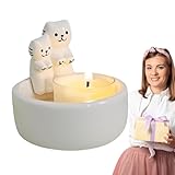 Katzen-Kerzenhalter, wärmende , Kätzchen-Wärmender Kerzenhalter, niedlicher Kerzenhalter, Keramik, niedlicher Lichthalter, handgefertigt für Katzenliebhaber