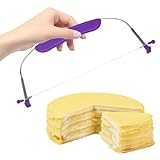 HUILATE Tortenbodenteiler 32 x 16cm Professioneller Kuchenschneider aus Edelstahl ortensäge-Draht höhenverstellbar für gleichmäßige Tortenschichten(lila)