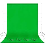 EMART Green Screen 1,8 x 2,8m Fotostudio Hintergrund Faltbare Greenscreen Stoff 100% Reiner Musselin Grüne Tuch mit 4 Clips für Produkt Porträt Video Fotografie