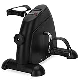 Fitby Pedaltrainer, Heimtrainer Fahrrad für Büro und Zuhause, Extra leise, Verstellbarer Widerstand, LCD-Display, Mobilitätstrainer für Beine und Arme, TÜV/GS geprüft, Kompakt, Schwarz