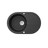 Bergström Granitspüle 780x500mm inkl. Siphon Küchenspüle Einbauspüle reversibel (Schwarz)