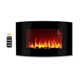 Heidenfeld Elektrokamin HF-WK100 | 𝟯 𝐉𝐀𝐇𝐑𝐄 𝐆𝐀𝐑𝐀𝐍𝐓𝐈𝐄 - 2000 Watt - Fernbedienung - Thermostat - Kippschutz - Timer - 3D Flammen - Wandkamin - Kaminofen (WK100A Curved Steinoptik)