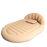 HUHUCASE Aufblasbare Matratze, Outdoor Tragbar, Einzel und Doppel Dicke Beflockung Bett mit Rückenlehne für Camping und Zuhause Aufblasbare Matratze (Off White)