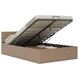 ZQQLVOO Hydraulisches Stauraumbett mit Kunstlederbezug in Cappuccino-Braun 140x200 cm - Modernes Polsterbett mit Gashebemechanismus und robustem MDF-Rahmen für effiziente Aufbewahrung