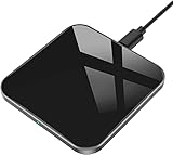 Wireless Charger 15W Handy Induktive Ladestation [Typ-C] Qi Kabellose Ladestation für iPhone 15/14/13/12/11/ X/XS /8 Plus, AirPods, Ladepad 10W für Galaxy S24/23/22/21/10/ Note 8/S7, Huawei, Schwarz