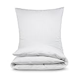 MALIKA® Damast Hotelbettwäsche | Satin Bettwäsche 135x200 mit 80x80 Kissenbezug | Bettwäsche mit Baumwolle für EIN besonders wohliges Hautgefühl, Farbe:Weiß Reißverschluss, Größe:135x200 + 80x80