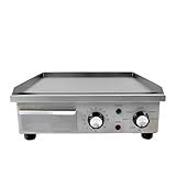 MOOTACO Elektrische Grillplatte aus Edelstahl, 36 cm, mit einstellbarer Temperaturregelung, Timer, Grill 1500 W