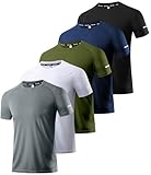 5er Pack Sport Tshirts Herren, Laufshirt Kurzarm T-Shirts Schnelltrocknend Atmungsaktiv Funktionsshirt Mesh Sport Shirt Männer Sportshirt Herren Kurzarm Fitnessshirt Trainingsshirt für Männer 5P04-M