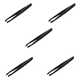 Lioggyet 5 x antistatische Pinzette aus Kunststoff, Flachpunkt, Handwerkzeug, Schwarz