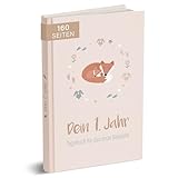 mintkind® Babyalbum 'Dein erstes Lebensjahr' A5 Natur | Baby Fotoalbum zum Selbstgestalten | Baby Geschenk für Mädchen und Junge | Babybuch zum Eintragen | Baby Buch ab 0 Monate | Baby-Tagebuch