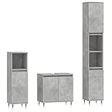 [NEW] 3-Piece Bathroom Furniture Set - Finlon Concrete Gray Wood Bathroom Furniture-Grau