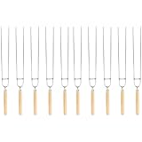 SHINEOFI 10 Stück U förmige Grillspieße aus Edelstahl mit Holzgriff Hygienisch Wiederverwendbar für Grillabende Kebabs