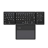 Tragbare, faltbare Tastatur, faltbar, kabellos, dreifach faltbar, mit Touchpad, wiederaufladbar, Bluetooth-kompatibel, für Handy, Tablet, Computer, leicht, Schwarz
