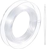 200 m Klar Nylon Unsichtbare Faden String zum Aufhängen Weihnachtsschmuck, Armbandherstellung, Nähen Hobby, 0,25 mm Klar Perlfaden mit Perlennadel