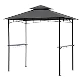 Sekey Grill Pavillon 2.45 x 1.50m, Wasserdicht Gartenlauben Gartenzelt Partyzelt für Garten/Partys/Picknick/BBQ´s, UV-Schutz 50+, Grau