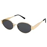 SOJOS Retro Sonnenbrille Damen Herren Oval Metal Trendy Classic UV400 Schutz Sonnenbrillen SJ1217