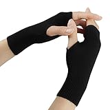 Larcele Kaschmir Handschuhe Fingerlose Fäustlinge Handwärmer für Damen BZST-02 (Schwarz)