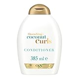 OGX Quenching + Coconut Curls Conditioner, feuchtigkeitsspendende Haarspülung mit Kokosöl, Zitronenöl & Honig, Pflege für lockiges Haar, Haarpflege Spülung ohne Sulfate (385 ml)