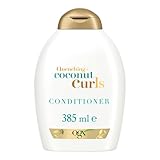 OGX Quenching + Coconut Curls Conditioner (385 ml), feuchtigkeitsspendende Haarspülung mit Kokosöl, Zitronenöl & Honig für lockiges Haar, ohne Sulfate