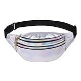 Bauchtasche Damen Gürteltasche Sport Wasserdicht Hüfttasche, Bauchtasche Silber, Bauchtasche 80er Gahre Damen, Verstellbarer Gurt Hüfttasche für Outdoor Reise Wandern Reisen Urlaub