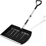 Hmseng Große Schneeschaufel, Abziehbar Schneeschieber, 2026 New Upgrade, mit D-Griff, geeignet für EIN gartenfahrzeug zum zelten im freien-Black