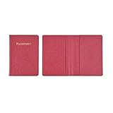 MZYFDC Einfarbige Passhülle aus PU-Leder mit multifunktionalem Kartenetui(Red)