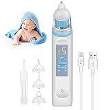 Nasensauger Baby, Elektrischer Nasensauger Staubsauger für Neugeborene, Nasenschleim Sauger, Nasenreiniger Wiederaufladbar mit Musik und Licht, 3 Größen Tip, für Säuglinge/Kleinkinder