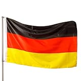 PHENO FLAGS Premium Deutschland Flagge 90x150 cm - Extrem Wetterfeste Fahne mit Metall-Ösen und spezieller Versiegelungstechnik - Doppelt gesäumt mit brillanten und lebendigen Farben