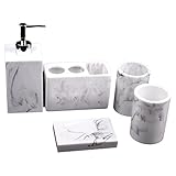 Qianly Badezimmer Zubehör Set, 5 Teilig, Zahnbürstenhalter, Seifenschale, Langlebiges Dekor