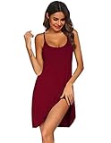 Ekouaer Negligee Damen Sexy V-Ausschnitt Nachtkleid Sommer Nachtwäsche 5, Rot, XXL