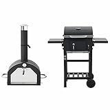 3-in-1 Outdoor-Pizzaofen & Grill, Xichuzi Kohlegrill, BBQ Grill, Griller, Smoker Grill, Grillwagen, Holzgrill, Grills & Smoker, Barbecue, Schwarz