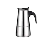 Cachpib Herd-Kaffeemaschine, italienische Kaffeemaschine, Mokkakanne, 100 ml/2 Tassen, Edelstahl, Espresso-Kaffeemaschine mit isoliertem Griff, Geschenk für Induktionskochfeld