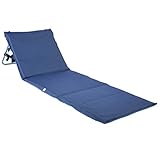 ONVAYA Premium Strandmatte 2cm gepolstert mit Rückenlehne | Strandliege faltbar | Strandmatratze dunkelblau | Sonnenmatte mit Tragegurt | 161 x 55 x 45 cm (1 Stück)