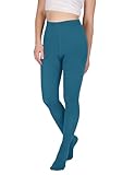 sesto senso Damen Strumpfhose Dunkles Türkis Bunte 80 DEN Blickdicht Microfaser XL Petrol