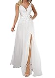 Beyonddress Damen Spitze Brautkleider Hochzeitskleid Elegant Lange V-Ausschnitt Chiffon Appliques Brautmode Brautkleider für Braut