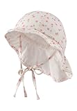 Sterntaler Sonnenhut Blümchen - Mädchen Sommerhut mit Futter Batist (Bio) - UV-Schutz 50+ Mütze mit Größenregulierung - Nackenschutz - Bindebänder - Baby Kinder Kopfbedeckung - Ecru, Größe 39