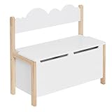 WOLTU Kindersitzbank mit Stauraum, 2 in 1 Spielzeugkiste, Aufbewahrungstruhe mit Rückenlehne, Truhenbank mit Klappdeckel für Kinderzimmer Spielzimmer