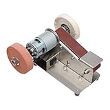 Stand Bandschleifmaschine mit 20PCS Schleifbändern Elektrischer Tellerschleifer 150W Klein Band Schleifmaschine Mikro Elektrischer Bandschleifer für Metall Holz DIY Handwerk und Messerschärfen