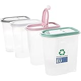 2friends Vorratsdosen 4er set,Schüttdosen 2 Liter, transparent mit Klappdeckeln, Müslispender, Farbe: grau, rosa, weiss, grün, aus Kunststoff, ideal z.B. für Müsli, Made in Europe, 100% recyclebar