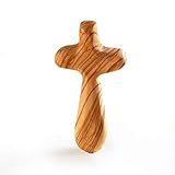 Kassis Geschenkartikel Olivenholz Kreuz Handschmeichler Antistress Glücksbringer Deko Holzdeko Geschenk für Kommunion Taufe Firmung (1 Stück 9 cm)