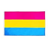 MOGADEE® Pansexual Pride Flag, 90*150cm Pansexuelle Flagge,Wetterfeste Pansexuelle Flagge mit Messingösen, Pansexuelle Flagge geeignet für Indoor und Outdoor LGBT Aktivitäten, Paraden und Dekorationen